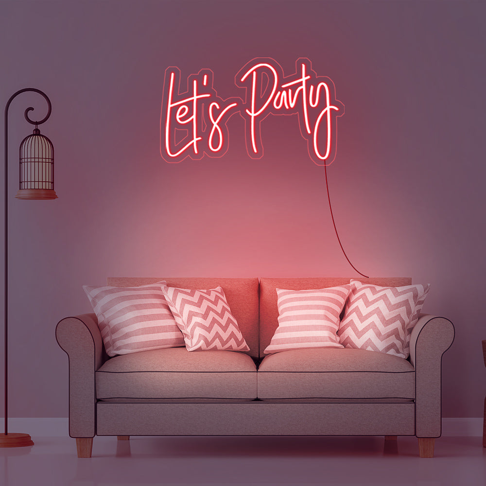 Let's Party Neon Sign  Pink Neon Light Wall Decor for Sale